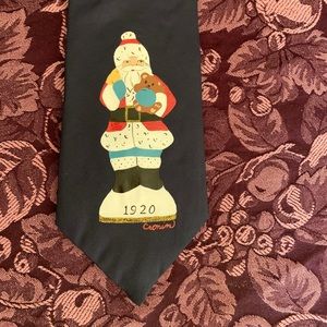 Hand painted Santa silk tie.
